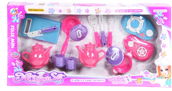Set de joaca bucatarie si ustensile pentru gatit 13 piese din plastic 