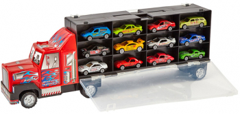 Set de joaca pentru copii Camion de transport cu 12 masiniute multicolor Multicolor