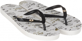 Slapi de dama albi cu curea neagra model cu imprimeuri 40-41 