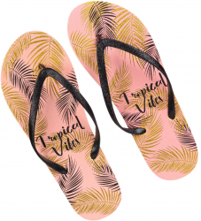 Slapi de dama Tropical Vibes cu imprimeu si curea neagra 40-41 