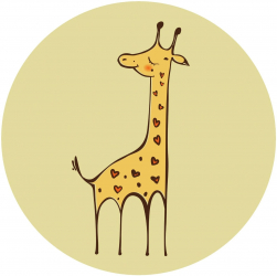 Tablou canvas Giraffe diametru 30 cm 