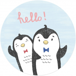Tablou canvas Penguins diametru 30 cm