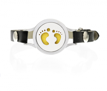 Bratara cu aromoterapie Neo WJ200 Baby Steps eco-friendly aliaj de zinc si piele ecologica 