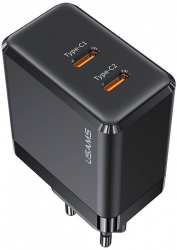 Incarcator retea USAMS Dual USB Type C 40W Fast Charger Black