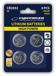 Set 4 baterii Litiu 3V CR2032 Esperanza 95805 tip moneda in blister 