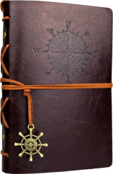 Blocnotes A6 Vintage Design cu Piele Ecologica 6 Inele de Prindere 80 file/160 pagini veline detasabile Coffee Brown 