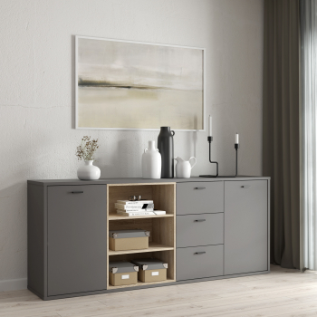 Comoda cu rafturi si sertare Wolf 197.5x83x41.5 cm
