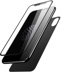 Folie de protectie din sticla fata-spate compatibila cu iPhone X / XS tempered glass Negru-Transparent BBL7149 