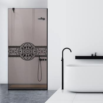 Paravan dus walk-in Aqua Roy Black model Doha Medalion negru 70x195 cm sticla 8 mm bronz securizata anticalcar 