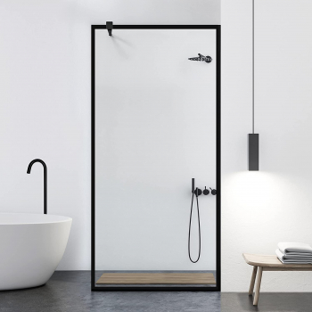 Paravan dus walk-in Aqua Roy Black model Frame negru 110x195 cm sticla 8 mm clara securizata 