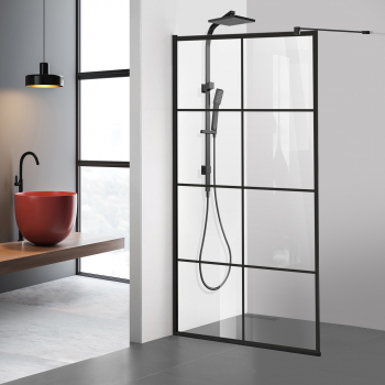 Paravan dus walk-in Aqua Roy Black model Mode negru 70x195 cm sticla 8 mm clara securizata anticalcar 