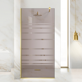 Paravan dus walk-in Aqua Roy Gold model Multiline incolor 100x195 cm sticla 8 mm bronz securizata anticalcar 