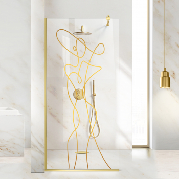 Paravan dus walk-in Aqua Roy Gold model Vogue auriu 80x195 cm sticla 8 mm clara securizata anticalcar 