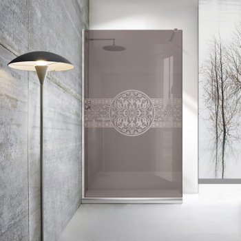 Paravan dus walk-in Aqua Roy INOX model Doha Medalion incolor 110x195 cm sticla 8 mm bronz securizata anticalcar 