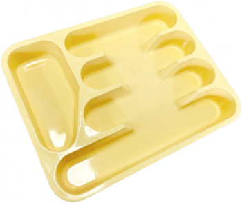 Suport tacamuri din plastic cu 5 compartimente galben 32.5 x 25.5 x 4 cm 