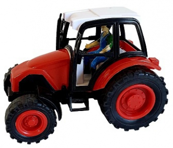 Tractor rosu cu mecanism 13 x 8 x 10 cm 