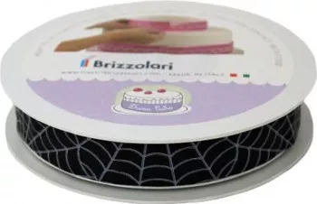 Banda decorativa Cake Dress pentru torturi si prajituri 2cm x 20m Spider negru 