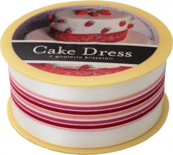 Banda decorativa Cake Dress pentru torturi si prajituri 4.5cm x 20m Mini Stripes Roz 