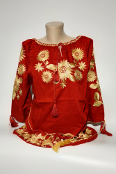 Bluza traditionala brodata tip ie bumbac rosie model 01 marimea S 