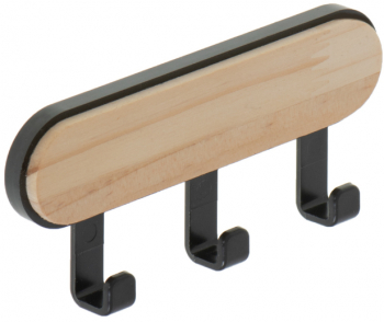 Cuier autoadeziv 3 carlige Lemn Plastic Bej Negru