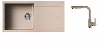 Set Elleci chiuveta granit Easy 480 1000x500x200 mm + Baterie C02 cartus ceramic dus Avena G51