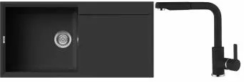 Set Elleci chiuveta granit Easy 480 1000x500x200 mm + Baterie C02 cartus ceramic dus Full Black G40