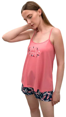 Pijama de dama Vamp 16038 M bumbac roz 