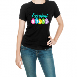 Tricou personalizat dama EGG HUNT SQUAD Negru Marime L 