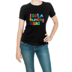 Tricou personalizat dama EGG HUNTING SQUAD Negru Marime M 
