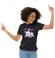 Tricou personalizat dama IEPURAS SI OUA DE PASTE Negru Marime S 