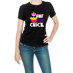 Tricou personalizat dama PASTE- ONE CUTE CHICK Negru Marime S 