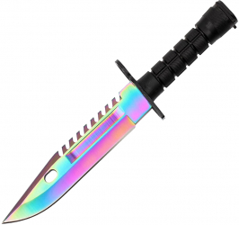 Cutit de vanatoare IdeallStore® Rainbow Rambo 32.5 cm multicolor teaca inclusa 