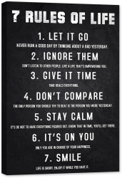 Tablou luminos in intuneric GlowforHome Citat motivational 7 Rules Of Life 7 reguli de viata 60 cm x 40 cm 