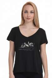 Tricou de dama Biston 45106004 S bumbac negru 