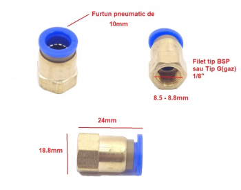 Cupla rapida aer filet 1/8 diametru furtun 8mm PCF10 CH068 