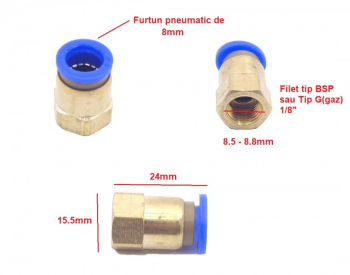 Cupla rapida aer filet 1/8 diametru furtun 8mm PCF8-0 CH064