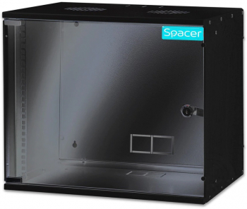 Cabinet 19 inch Spacer 9U SPCW-9U-BK fixare pe perete dezasamblat sarcina maxima 100Kg Negru 