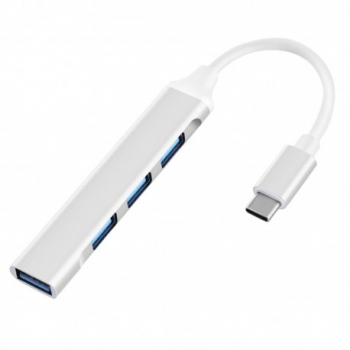 USB HUB Techstar® Diviso USB Type-C la 4 x USB 3.0 Aluminium Compact Usor OTG Argintiu 