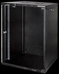 Cabinet 19 inch Logilink 15U W15A40B fixare pe perete dezasamblat usa sticla cu blocare otel 1.5mm sarcina maxima 50Kg Negru 