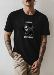 Tricou personalizat barbat AWESOME GENTLEMAN Negru Marime M 