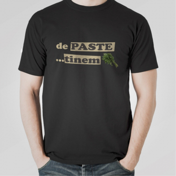 Tricou personalizat barbat DE PASTE TINEM LEGATURA Negru Bumbac Marime XL 