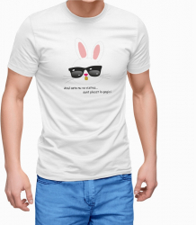 Tricou personalizat barbat IEPURAS PLECAT LA GAGICI Alb Marime L 