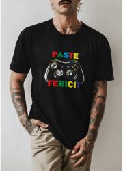 Tricou personalizat barbat PASTE FERICIT GAMING JOYSTICK Negru Marime L 