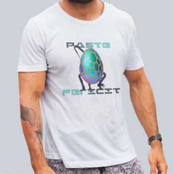 Tricou personalizat barbat PASTE FERICIT OU ALIEN Alb Marime L 
