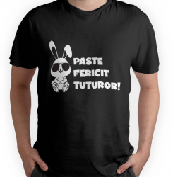 Tricou personalizat barbat PASTE FERICIT TUTUROR IEPURAS BOSS Negru Marime L 