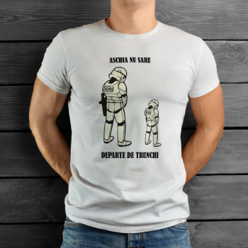 Tricou personalizat barbat Stormtrooper Aschia nu sare departe de trunchi Alb Bumbac Marime L 