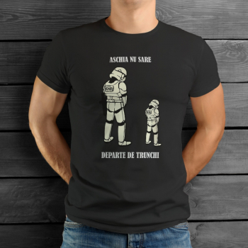 Tricou personalizat barbat Stormtrooper Aschia nu sare departe de trunchi Negru Bumbac Marime L 