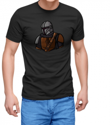 Tricou personalizat barbat THE MANDALORIAN Negru Bumbac Marime L 