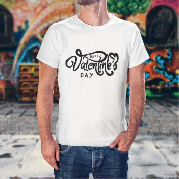 Tricou personalizat barbat Valentines day Alb Marime M 