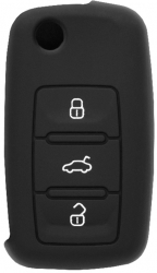Husa cheie auto pentru VW Polo Passat / Skoda Roomster / Seat Mii Premium Silicon Negru KOF-BBL7251 